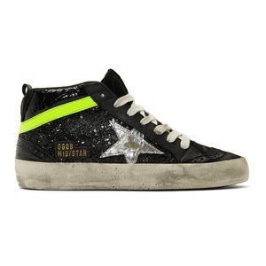 Golden Goose Black Glitter Mid Star Sneakers size 8